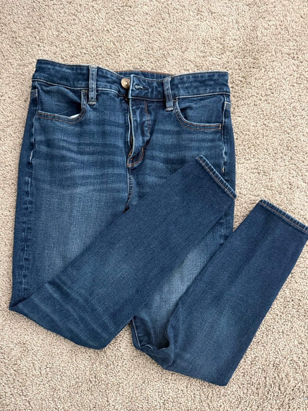 American Eagle Outfitters Skinny High-Rise Jeans in Dark Blue